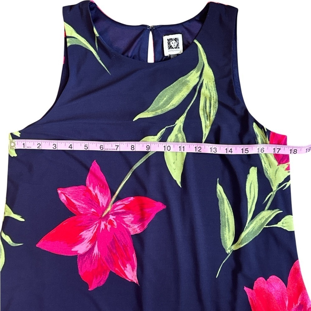 Anne Klein Navy Sleeveless Floral A-Line Dress Size 8 - Picture 6 of 10